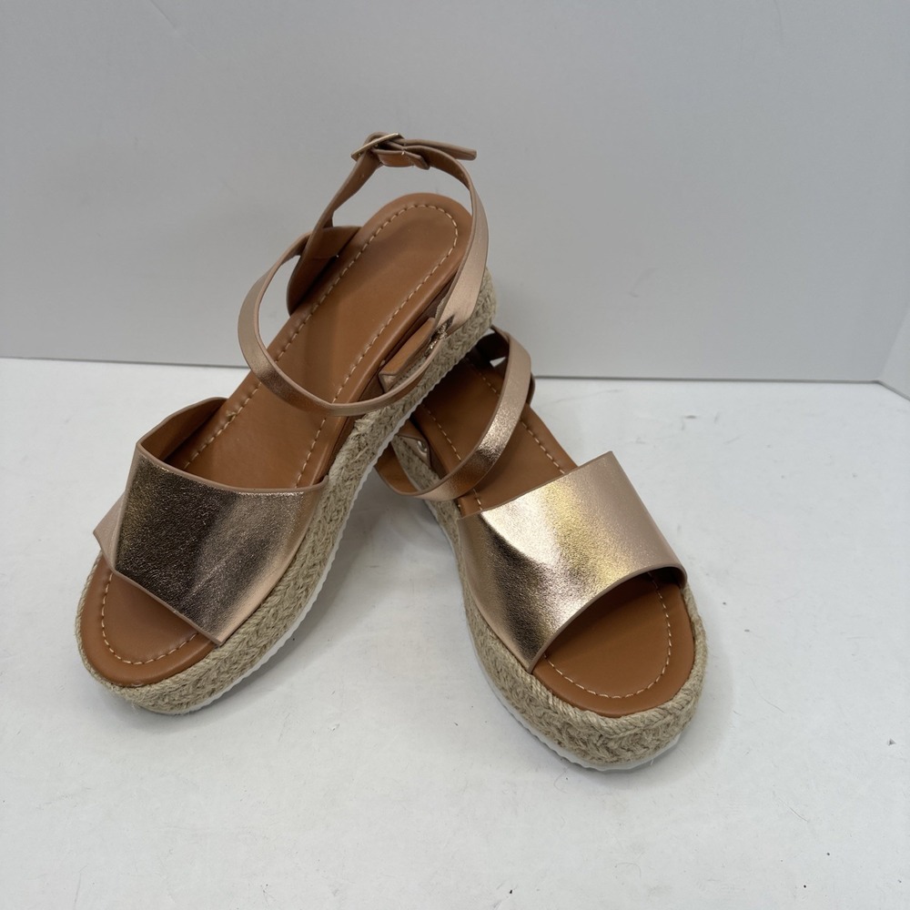 Copper Strappy Wedge Sandals Sz 8.5M